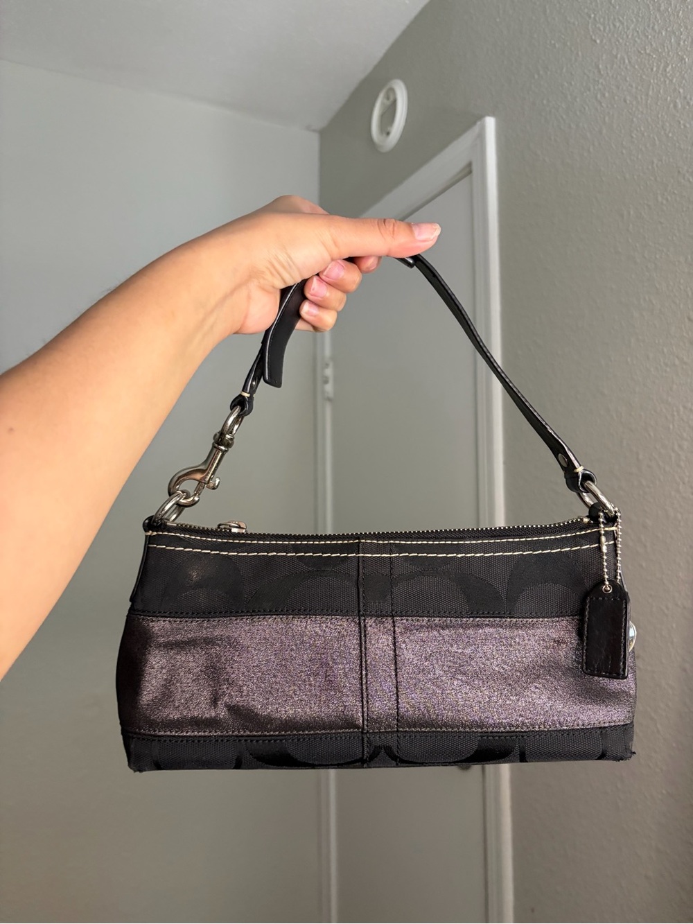 Coach Black Shoulder Bag with Metallic Panel